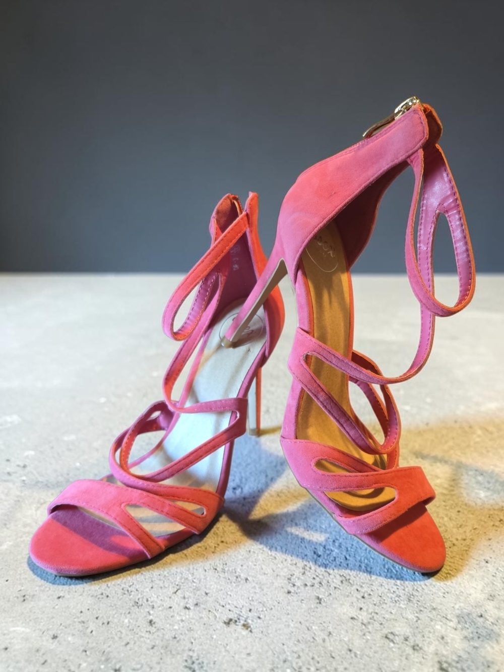 Pink Suede Strappy High Heel Sandals Ankle Strap Open Toe Dressy Evening Shoes